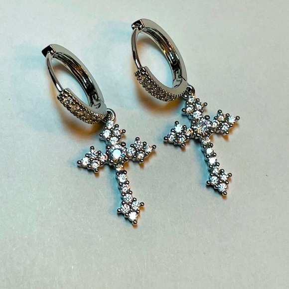 Sterling Cross Earrings - Picture 4 of 6